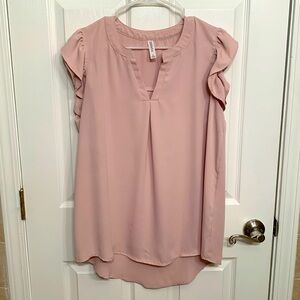 Blush pink flutter sleeve top